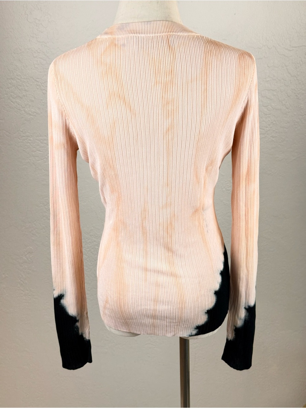 LUXE Proenza Schouler Resort Runway Tie Dye Ribbed Knit Top Peach Navy M - Picture 5 of 14